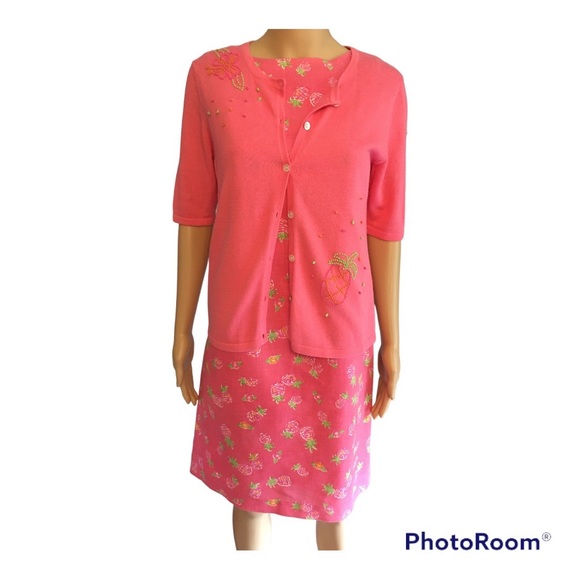 Talbots vintage lined shift dress with elbow sleeve cardigan in Size 2p - Picture 2 of 11